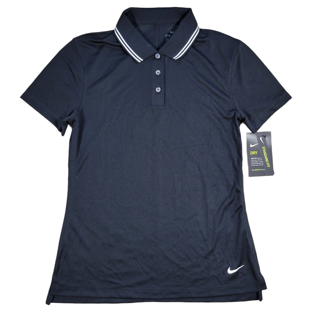 Nike Polo Shirt Womens XS Black Golf Dri‎ Standard Fit Performance Recycled NEW